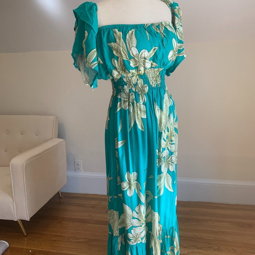New Summer Dress Floral Green Dress